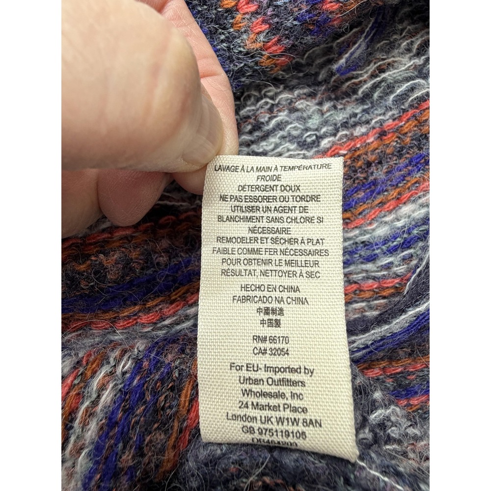 Free People Be The One Poncho Sweater Womens L Blue Cowl Neck Fringe OB454203 - Picture 16 of 16